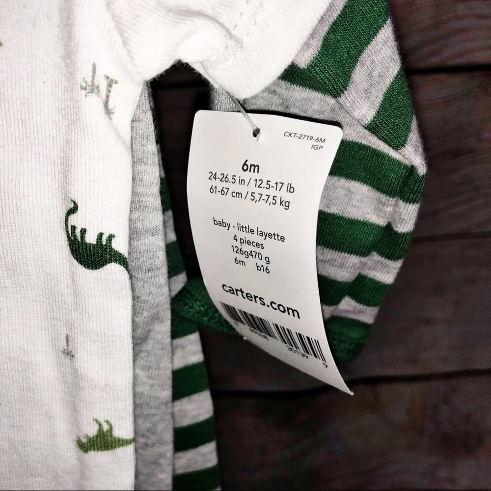 Carter's Baby Boy Dinosaur 4 PC Sleeper Set Outfit Size 6M